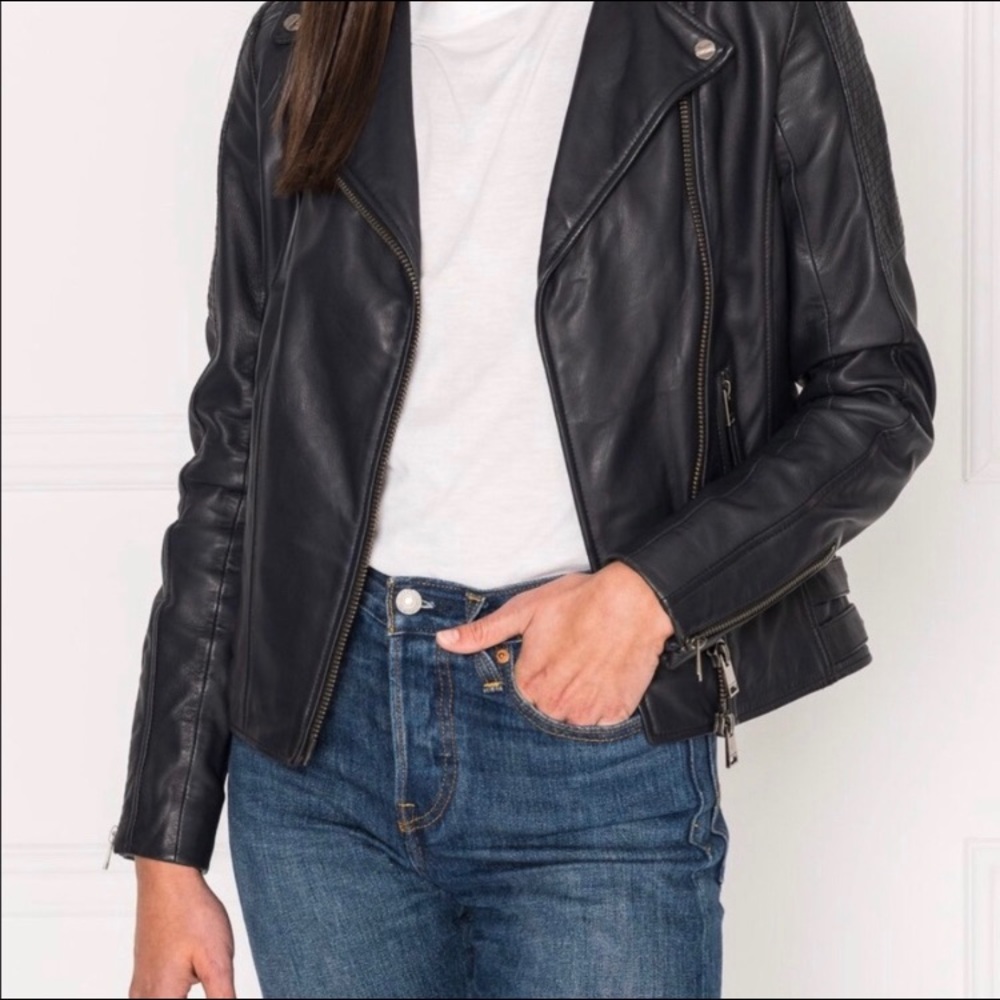 LAMARQUE JAMIE Asphalt leather biker jacket, M